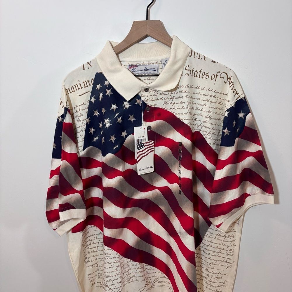 American Summer Declaration of Independence American Flag Polo NEW Size XXL - Picture 3 of 12